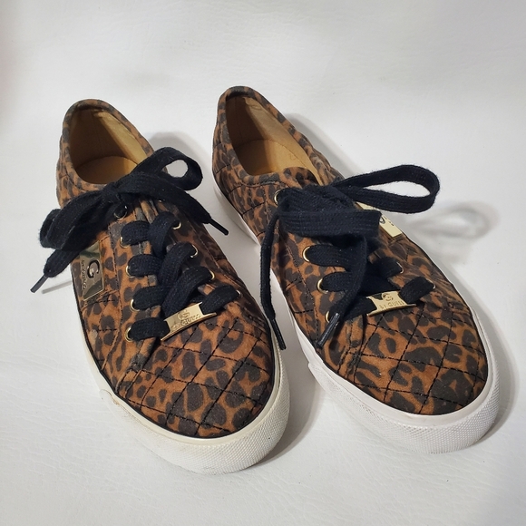 G by Guess Shoes - Guess Leopard Print Quilted Brown and Black Sneakers Skateboard Style Size 6